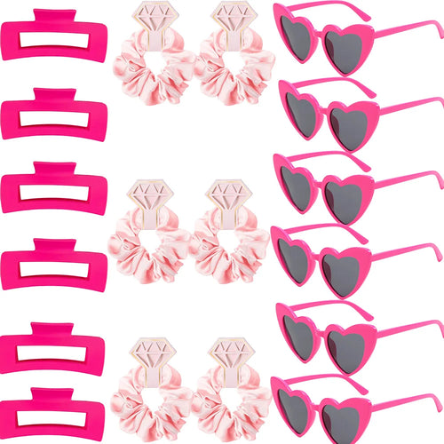 Heart-Shaped Sunglasses, Hair Ties & Clips Set