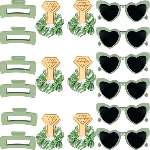 Heart-Shaped Sunglasses, Hair Ties & Clips Set