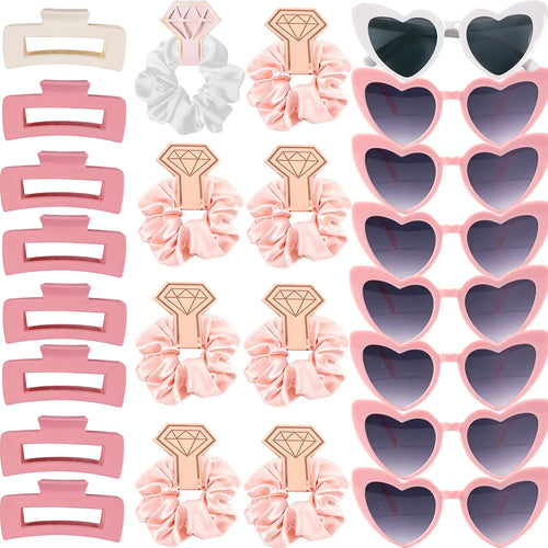 Heart-Shaped Sunglasses, Hair Ties & Clips Set