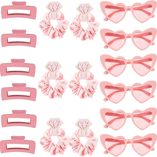 Heart-Shaped Sunglasses, Hair Ties & Clips Set