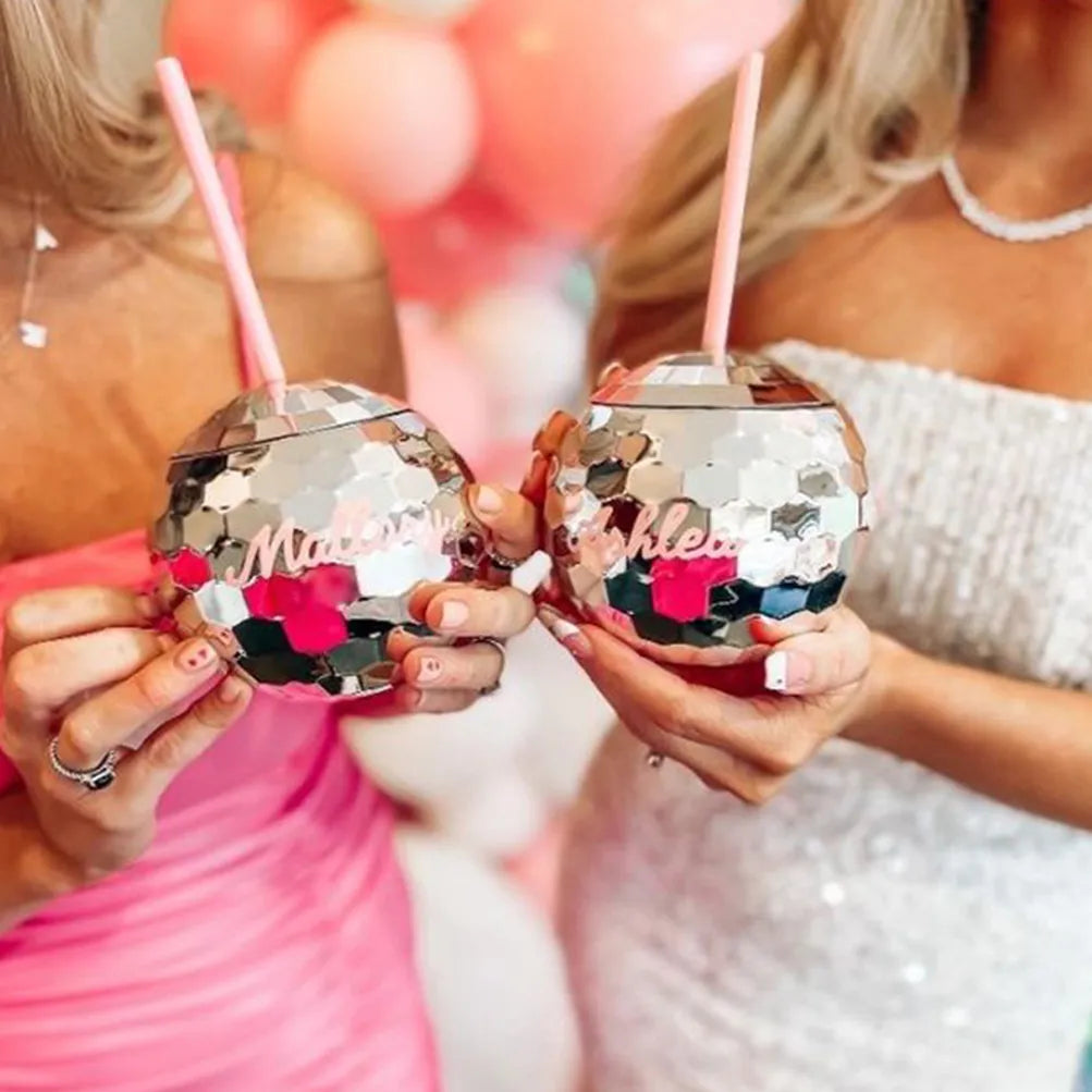 Disco Ball Cups with Straws