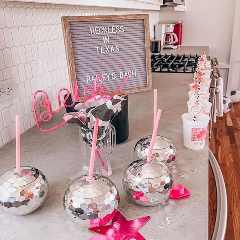 Disco Ball Cups with Straws