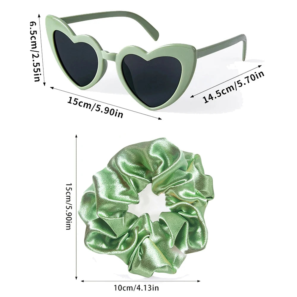 Heart-Shaped Sunglasses, Hair Ties & Clips Set