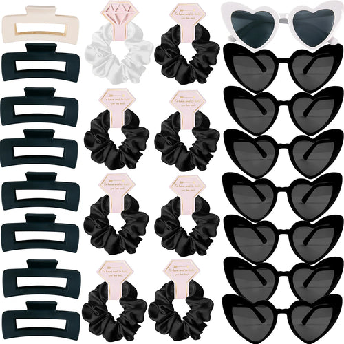 Heart-Shaped Sunglasses, Hair Ties & Clips Set