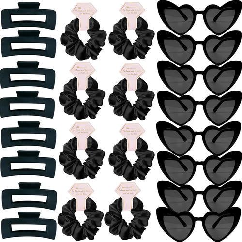 Heart-Shaped Sunglasses, Hair Ties & Clips Set