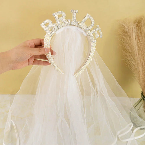 Pearl Bride Headband with Veil