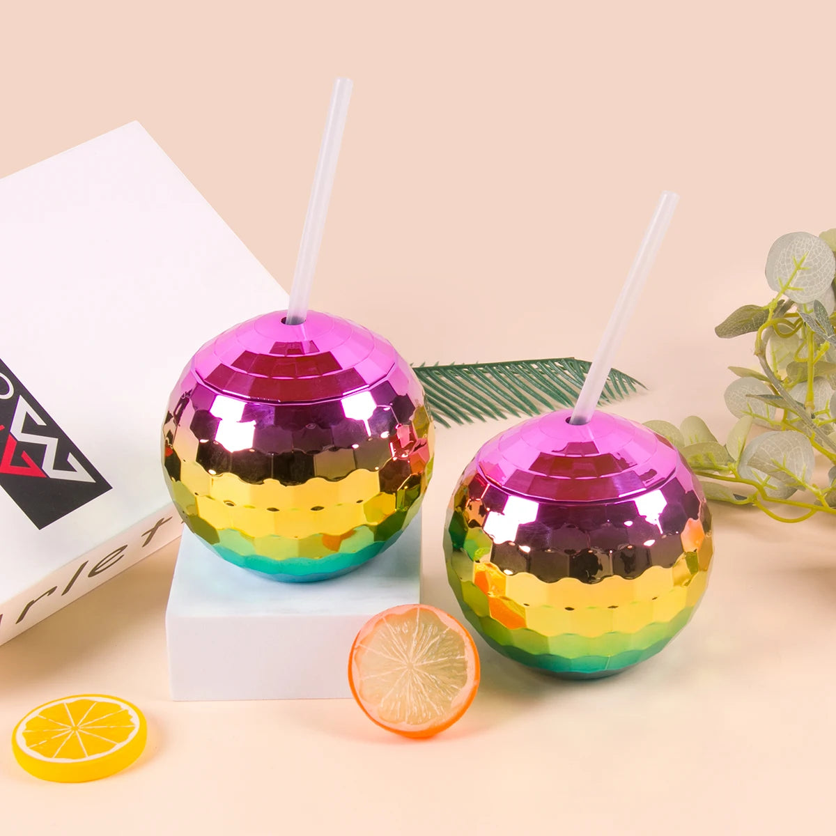 Disco Ball Cups with Straws