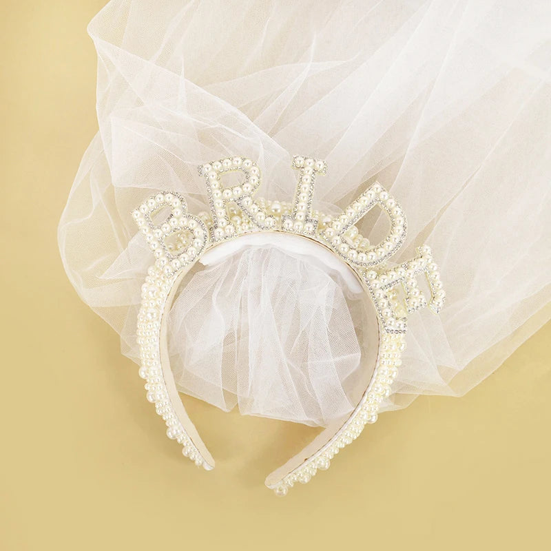 Pearl Bride Headband with Veil