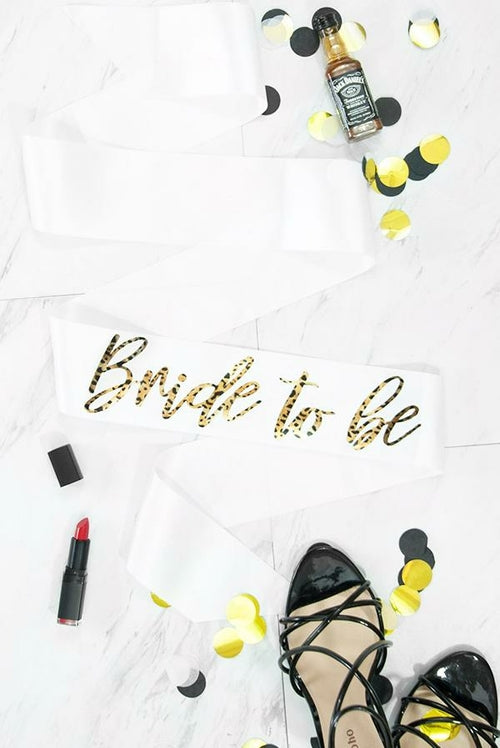 Bride To Be Foil Sash - Leopard Print