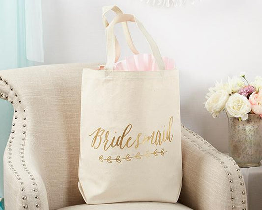 Gold Foil Bridesmaid Canvas Tote (Personalization Available)