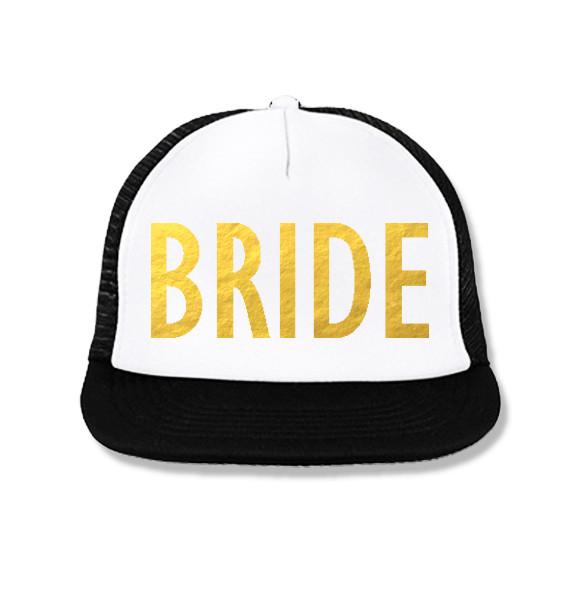 BRIDE Snapback Trucker Hat White with Gold Foil