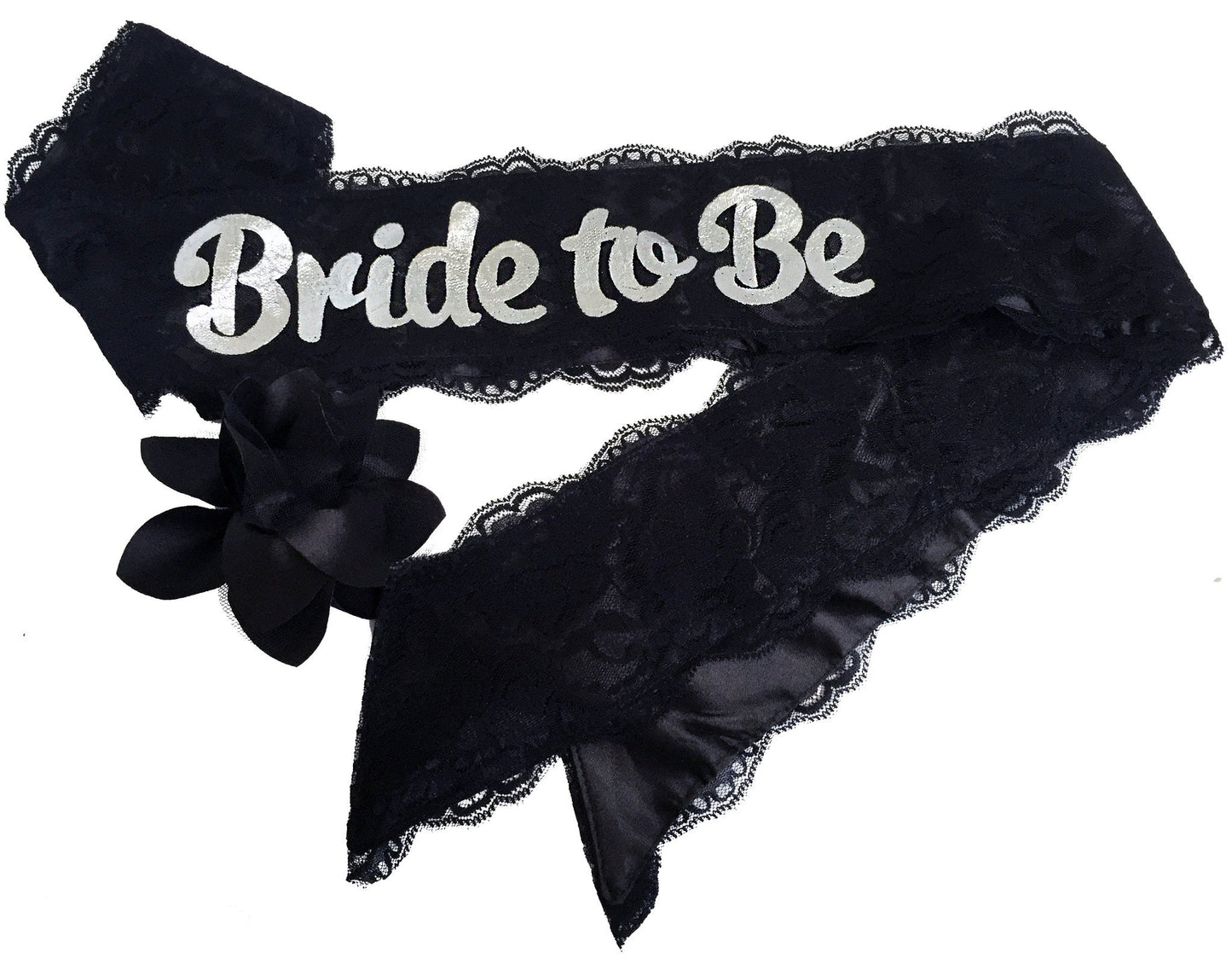 Black "Bride To Be" Lace & Satin Bachelorette
