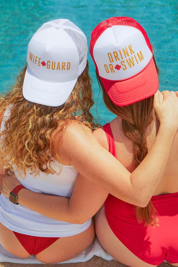 Wifeguard & Drink or Swim Baywatch Hats