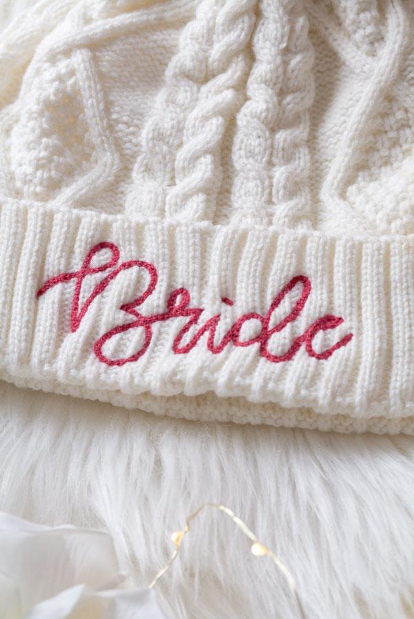 Babe and Bride Knitted Pom Pom Beanies